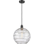 Innovations Lighting - Innovations Lighting 516-1P-BK-G1213-12 X-Large Deco Swirl-1 Light Mini Pendant - Includes 10 Feet of Black CordSlope Ceiling CoX-Large Deco Swirl-1 Matte Black Clear GlUL: Suitable for damp locations Energy Star Qualified: n/a ADA Certified: n/a  *Number of Lights: 1-*Wattage:100w Medium Base bulb(s) *Bulb Included:No *Bulb Type:Medium Base *Finish Type:Matte Black
