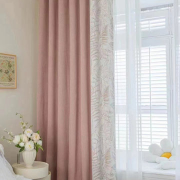 QYFL2302KA 2023 New Arrival Petrel Blue Pink Green Chenille Ready Made Curtains