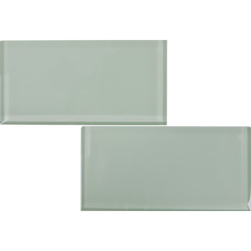 3"x6" Crystal Glass Tile, Set of 32 (4 sq ft), Honey Dew
