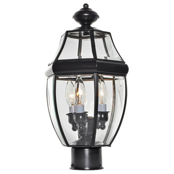 South Park 3-Light Outdoor Post Lantern, Burnished, Clear