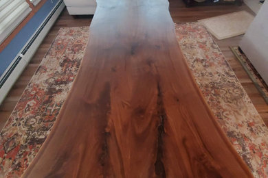 Bookmatched live edge walnut dining table
