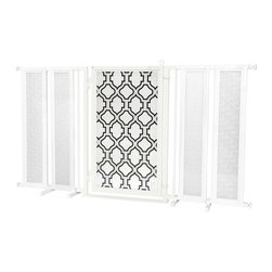 Fusion Gates - Fusion Gate with Trellis Design, White Pearl, 71.5"-74" - Dog Gates