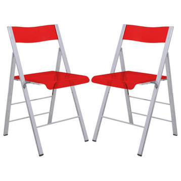 Leisuremod Menno Modern Acrylic Folding Chair, Set Of 2 Mf15Tr2
