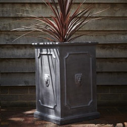 Tall Clayfibre Lion Head Square Planter - Outdoor Plant Pots & Planters