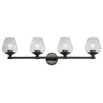 Livex Lighting - Willow 4 Light Black Chrome Vanity Sconce - This four light vanity sconce from the willow collection has understated elegance. It features minimal details, clear curved glass with a black chrome finish and can fit into any decor.