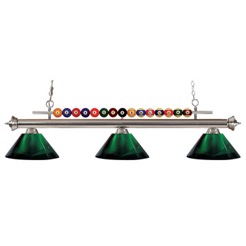 Z-Lite 170-ARG Shark 3 Light 58"W Billiard Chandelier - Brushed Nickel