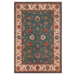 Bareens Designer Rugs - Oriental Ziegler Mitch Green Ivory Hand-Knotted Wool Rug - 9'0'' x 11'4'' - Enhance the ambiance of your home with this magnificent Persian-influenced Turkish hand-knotted rug made by skilled artisans capable of creating the most exceptional vegetable dyes and hand-spun wool. This exquisite handmade rug is a one-of-a-kind Peshawar Kafkaz, otherwise identified as Chobi, Chobi Peshawar, Oushak, or Ziegler rug. These handmade rugs are crafted in Pakistan utilizing superior-quality wool imported from Australia, New Zealand, and Korea in two types of weaves: the Persian weave and the Mori weave. This rug is meticulously crafted by hand using the finest natural vegetable dyes extracted from local plants. The artisans use a blend of hand-spun local and fine merino wool, resulting in a rug with a compelling texture, higher lanolin content, and longer staple. The artisans occasionally incorporate natural or artificial silk into the pile to enhance specific motifs. The finished product is an awe-inspiring execution of flawless design and an understated palette that exudes elegance.
