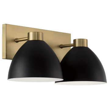 Ross Two Light Vanity in Aged Brass and Black