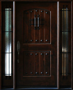 Knotty Alder Exterior Front Entry Door 1D+2SL 12"-36"x80", Right Hand Swing In