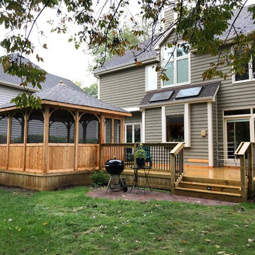 Cedar Gazebo with Wood Deck and Belgard Paver Patio in Itasca, IL