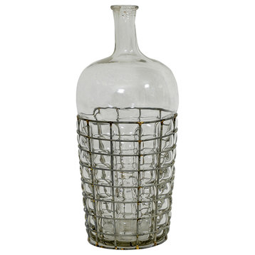 Consigned Wire Basket Glass Vase