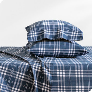 Bare Home Cotton Flannel Sheet Set, Stirling Plaid - Blue/White, Full