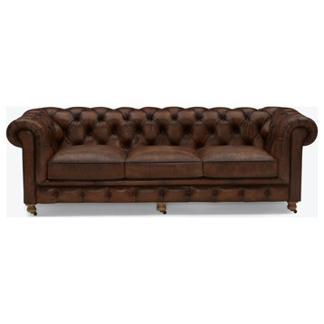 Brentwood Leather Sofa Handcrafted, Coffee