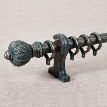 QYR4124 1-1/8" Antique Black White Green Bud Finial Aluminum Alloy Single Double