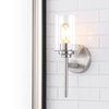 Juno 13" 1-Light Farmhouse Industrial Iron Cylinder LED Vanity, Nickel/Clear
