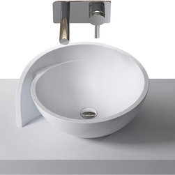 ADM Bathroom Design - ADM Circle Countertop Vessel Sink, White, 20", Matte White - Bathroom Sinks