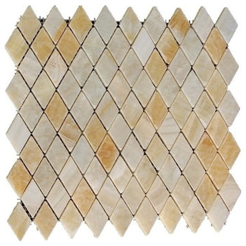 Rhomboid Interlocking Polished Tile, Honey Onyx, 10 Sq. ft., 12"x12"