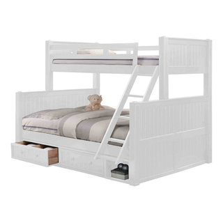 Beatrice White Twin over Queen Bunk Bed with Storage Drawers