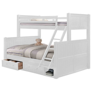 Beatrice White Twin over Queen Bunk Bed with Storage Drawers