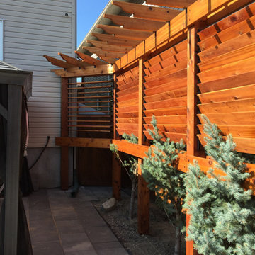 Privacy Fence with Louvres and Corner Pergola