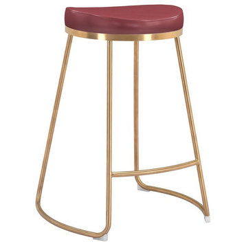 Bree Faux Leather Counter Stool Burgundy 26.2" (Set of 2)