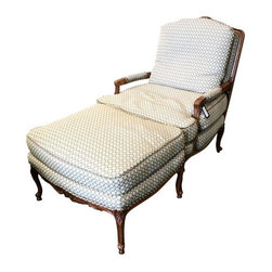 Reupholstered Baker Armchair & Ottoman - Armchairs And Accent Chairs