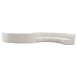 Meridian Furniture - Infinity Boucle Fabric Upholstered 8-Piece S-Shaped Modular Sectional, Cream - Mix and match this Infinity boucle fabric modular chair with other items in the Infinity collection to find the best possible seating solution for your gang. Rich cream boucle fabric feels welcoming and soft to the skin, so you stay seated comfortably for the big game or while watching your favorite programs. Deep channel tufting adds to the longevity and durability of this modular chair while giving it texture.