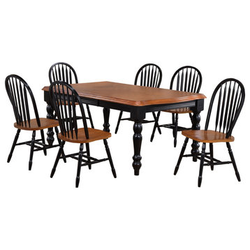 Black Cherry Selections 7 Piece Extendable Dining Set With Arrowback Chairs