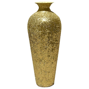 DecorShore Bella Palacio Gold Vase With Crackled Glass Mosaic