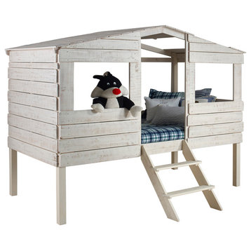 Donco Kids Archie Twin Treehouse Loft Bed, Rustic Sand