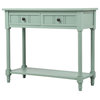 TATEUS Espresso Finish Solid Wood Console Table With Drawers, Retro Blue
