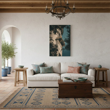 Decorative Turret Window & Trees Mediterranean Style Wall Art