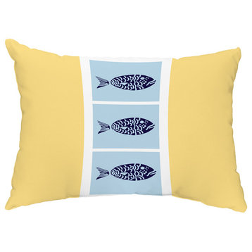 Fish Chips 14"x20" Coastal Decorative Print outdoor Pillow, Yellow