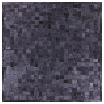 8' Square Natural Cowhide Hand Stitched Rug - Q2789