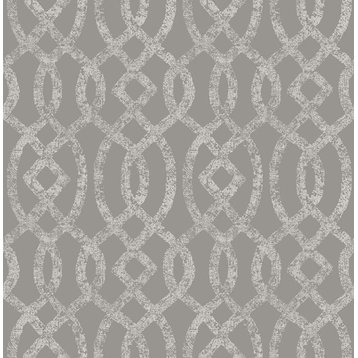 A-Street Prints by Brewster 2793-24725 Ethereal Grey Trellis Wallpaper