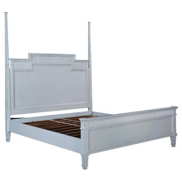 Bed King Camelot Transitional Antique White Solid Wood Optional Posts