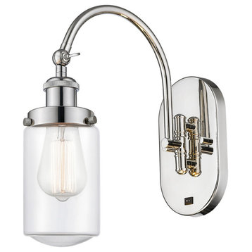 Dover Sconce, Polished Nickel, Clear, Clear