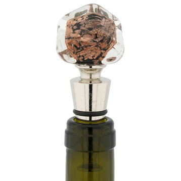 GlassOfVenice Murano Glass Bottle Stopper - Black Cube