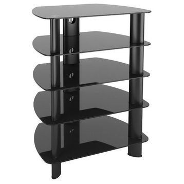 Atlin Designs Contemporary Glass Component Stand with 5 Shelves in Black