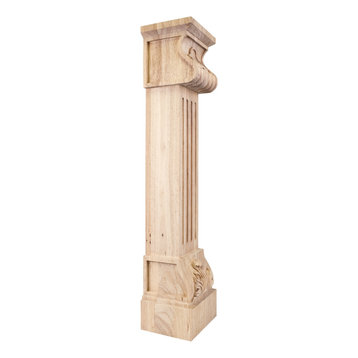 Acanthus Fluted Wood Fireplace/Mantel Corbel Shell Detail.8 x 7 x 36:Maple