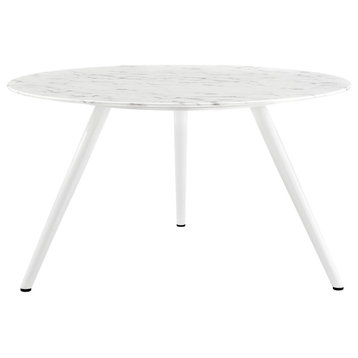 White Lippa 54" Round Artificial Marble Dining Table with Tripod Base