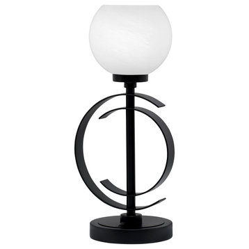 1-Light Table Lamp, Matte Black Finish, 5.75" White Marble Glass