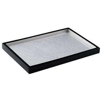 Shine Silver Leaf Lacquer Bathroom Accessories, Vanity Tray