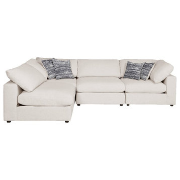 Pemberly Row 4-Piece Modern Fabric Upholstered Sectional in Beige