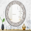 Leaves Palm Tree Bohemian Eclectic Frameless Round Wall Mirror, 24x36