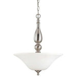 Nuvo Lighting - Nuvo Lighting 60/1828 Dupont - Three Light Pendant - Dupont Three Light Pendant Brushed Nickel Satin White Shade *UL Approved: YES *Energy Star Qualified: n/a  *ADA Certified: n/a  *Number of Lights: Lamp: 3-*Wattage:60w Halogen bulb(s) *Bulb Included:No *Bulb Type:Halogen *Finish Type:Brushed Nickel