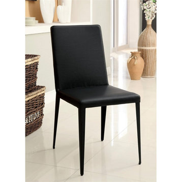 Furniture of America Tammie Faux Leather Dining Chair in Black (Set of 2)