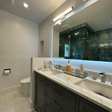 Full Bathroom Remodel Green Mosaic Tile