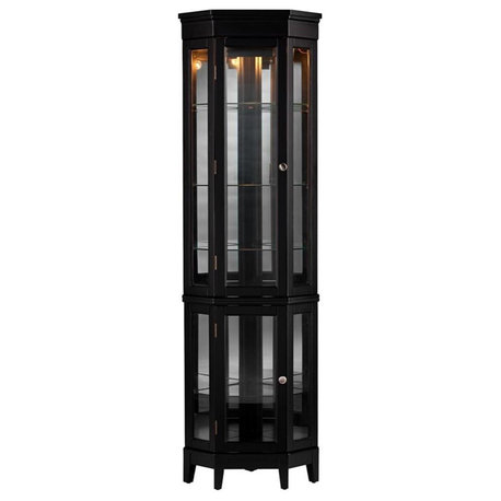 SEI Furniture Essex Corner Curio in Black