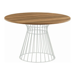 YumanMod - BRIGITTE, Dining Table, Chalk White Mat Lacquered Base, Wood Veneered Top - Dining Tables